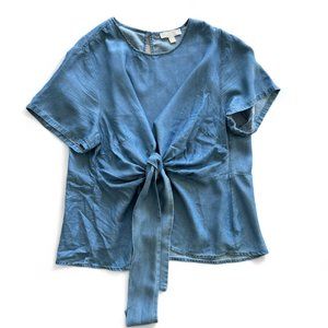 Michael Kors Blue Tie-Front Blouse